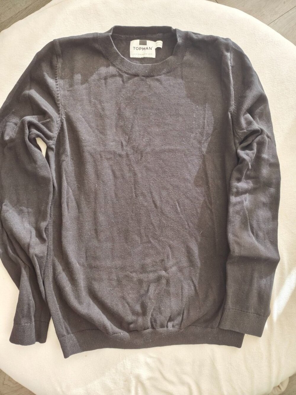 Topman Men's Black Knit Crewneck Sweater | Size XS